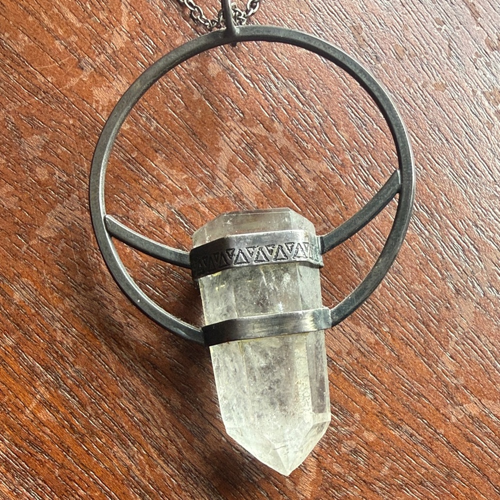 Crystal Point Pendant Necklace in Clear Quartz